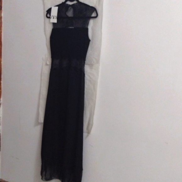 ZARA Sultry Silk Slip Lace Art Deco Flapper Dress NWT - Picture 4 of 13